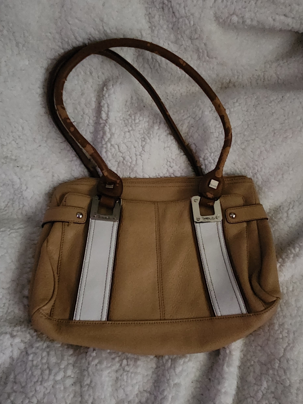 Women’s Tan Shoulder Bag with White Accent Tignanello